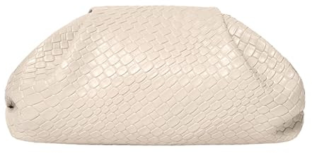 PHILOMENA Borsa da sera da donna in pelle vegana, pochette con ravioli, borsa increspata per feste, matrimoni, eleganti borse, Beige
