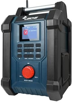 Baustellenradios - Digitales und Robustes Radio mit DAB+, FM, Bluetooth, AUX, 4000mAh Akku, 2 x 15W Lautsprechern und 2.4-Zoll LCD Display