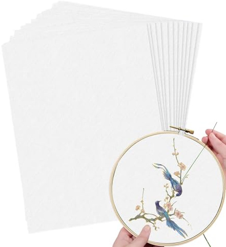 Stickerei-Transfer-Papier, bedruckbar und löslich, Nähstabilisator, Set mit 8 Blatt für einfache Musterübertragung und Nähen empfindlicher Stoffe, 21,6 x 29,9 cm