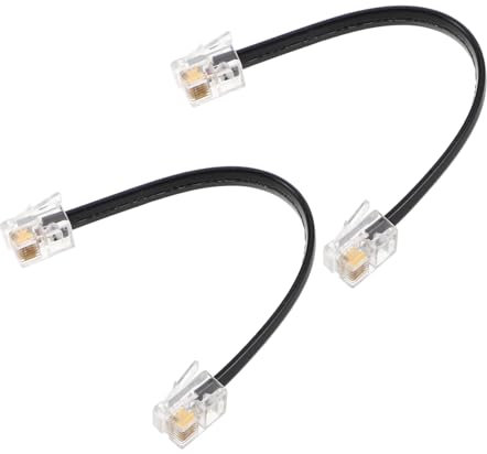 FELTECHELECTR 2pcs Core Flat Telephone Line Straight Male to Male Cable Short Panel Cable High Speed