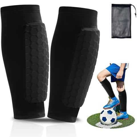 ZAHRVIA Protège Tibias Football Enfant Respirant & Antidérapant, Confortable et Léger Protection Tibiale pour Garçons et Filles 6-12 Ans, Protège Tibia Foot Enfant (Noir, XS)