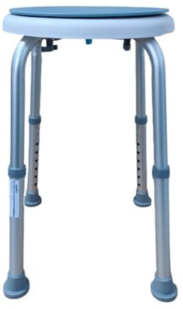 MediPO Tabouret de Douche Pivotant 360°, Hauteur Réglable 36-51 cm, Siège de Bain Médical, Bleu