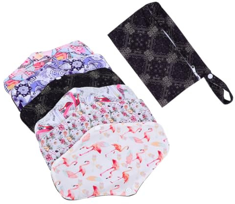 Healeved 7 Stück Menstruationspad Aus Natürlicher Holzkohlefaser, Waschbare Damenbinde Mit Druckknöpfen, Geeignet Als Menstruationsmatte, Wochenbettbinde Oder Inkontinenzbinde Mit Aufbewahr