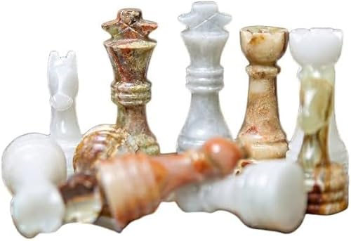 Juego de piezas de ajedrez de mármol, figuras de piedra para adultos, piezas de ajedrez competibles para tablero de 10, 12 y 15 pulgadas (verde ónix y blanco)