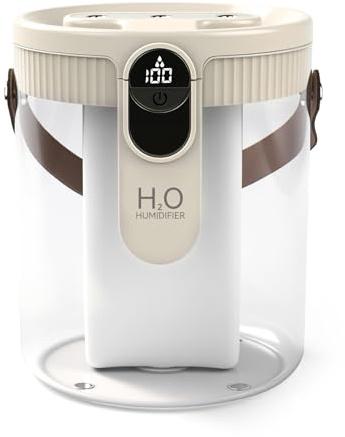 Nikou Humidificador de Aire 1,5 L, Humidificador Silencioso con 3 Boquillas Ultrasónicas, Sensor de Humedad, Luz Nocturna y Apagado Automático, para Dormitorio, Oficina, Color Beige