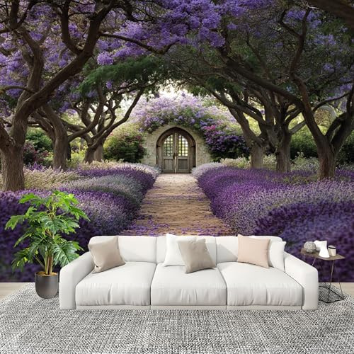 Wohnzimmer Aesthetic Room Decor Fototapete Lavendelgarten Stereo Tapete Vertikal Wandbild Poster Mustertapete Lila Atmungsaktiv Geruchlos Wandaufkleber 250x175 cm
