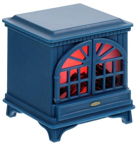 HEMOTON Mini Cheminée Lumineuse pour Maison de Poupée, Modèle Décoratif en Résine Bleu Profond, Accessoire Miniature Réaliste pour Décoration de Petite Maison, Effet Lumineux Intégré,