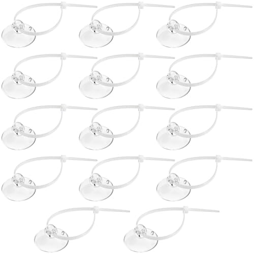 PAGOW 28pcs Clear Aquarium Suction Cups, Removable Window Sucker Cups Hooks with Adjustable Zip Ties, Multi-Purpose Cable Management Suction Pads Clips for Hanging String Lights Binding Moss Plants