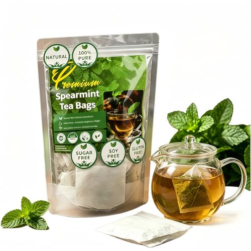 MAFUSE Grüne Minze Tee 60 Stück – Spearmint Kräutertee koffeinfrei – 100% natur ohne Aromen – Minztee zum Entspannen für Abend, Arbeit & Camping