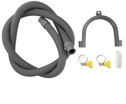 Ablaufschlauch-Verlängerung für Geschirrspüler, 2 m, extra lang, für Waschmaschine, Abflussrohr-Adapter, Anschluss grau (1,5 m)