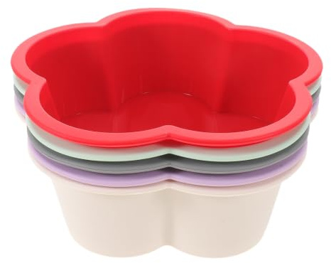OUNONA 5 st silikonkakformar - Blomformade dessertformar för mousse, chokladpudding och gelé - Flexibelt livsmedelssäkert material för hembakat cupcakebröd