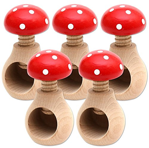 Dekohelden24 Set de 5 Cascanueces Rojos en Madera, tamaño Aprox. 10 x 6 cm.