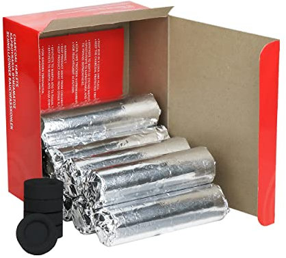 NKlaus Räucherkohle 10 Rolle Ø 33mm 100 Kohletabletten schnellzündend Naturkohle Selbstzünderkohle Shisha Schnellanzünder aus Griechenland 1115