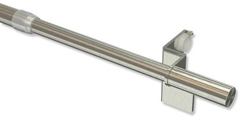 INTERDECO Klemmstange ausdrehbar, Scheibenstange 10/8 mm aus Metall, ohne Bohren, Edelstahl-Optik, für Scheibengardinen und Kurzgardinen, Typ 2010051, 80-110 cm
