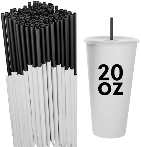 Disposable Plastic Drinking Straws - Individually Paper Wrapped (Black, 500)