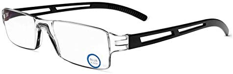 KoKoBin Rahmenlose Lesebrille Sehhilfe mit Blaulichtflilter Anti Blaulicht Lesehilfe für Damen und Herren(Schwarz，+1.5)
