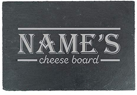 Personalised Engraved Rectangular Slate Cheeseboard with Name's Cheeseboard with Border Design, Personalise with Any Name, Perfect for Any Cheese Lover for Any Occasion