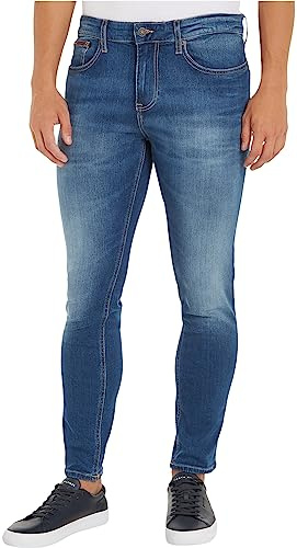Tommy Jeans Män Austin Slim Tapered Jeans Stretch, Wilson Mid Blue Stretch, 29W x 36L