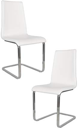 t m c s Tommychairs - Set 2 sillas Berlin Estilo Cantilever con Patas de Acero Cromado de Alta Resistencia y Asiento en Madera Multicapa, tapizado en Polipiel Color Blanco