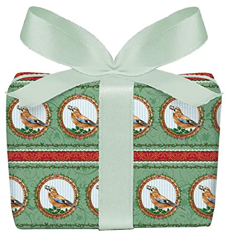 3er Set Weihnachts Geschenkpapier Bögen EICHELHÄHER GRÜN Weihnachten, Adventszeit, Weihnachtspapier Format 50 x 70 cm