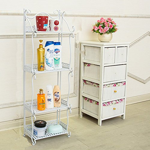 Scaffale da Bagno in Ferro battuto Lavabo da Bagno Lavabo da Bagno Scaffale portaoggetti per WC (Bianco alza Quattro Strati)