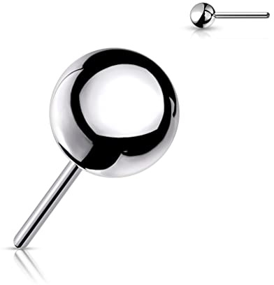 Paula & Fritz® Push-In Aufsatz Kugel Silber Titan-IUM Grade 23 Piercing 2-mm 3-mm 4-mm 5-mm Kugel-Größe Ohr-Stecker Labret Stud Nipple Straight Barbell