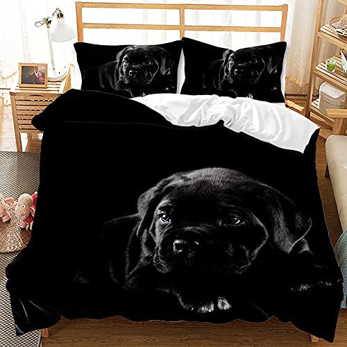 ESAAH Niedliche Katze Und Hund Bettwaren-Sets, Mikrofaser-Bettbezug-Sets 3-teilig,Bettbezug Und Kissenbezug, Bettwaren-Sets Kinder (A6,200x200cm+75x50cmx2)
