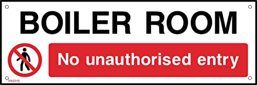 Boiler Room - No Unauthorised Entry - 300mm x 100mm - 3mm Metal Composite Drilled Sign (PAR19)
