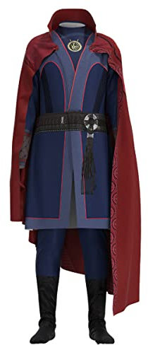 Dr Strange Cosplay-Kostüm, Film-Multiverse des Wahnsinns, Superhelden-Overall, roter Kragen, Umhang, Outfit für Halloween, Karneval, Party, Outfits für Erwachsene und Kinder