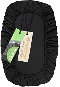 Emily´s Check Universal Spannbezug extra elastisch, 60 x 95 cm, Schwarz | 97 % Baumwolle, 3 % Elasthan, Öko-Tex Standard 100, Rundumgummi, extrem dehnbar, passgenauer Sitz, formstabil, blickdicht