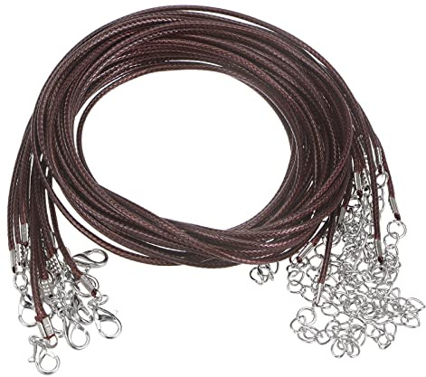 sourcing map 10pcs Waxed Necklace Cord Bulk, 23 Inches and 1.5mm Dia Necklace String Rope with Clasp for Pendants, Bracelets, Necklaces, Jewelry Making Beading Supplies, Dark Brown