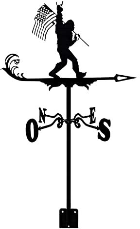 Wetterfahne aus Metall, traditionelle dekorative Windfahne, Wetterfahne aus Metall, Vintage-Schwarz, Wetterfahne, langlebig, Windrichtungsanzeige, Messwerkzeug für Garten, Dach, Paddock, Garten,