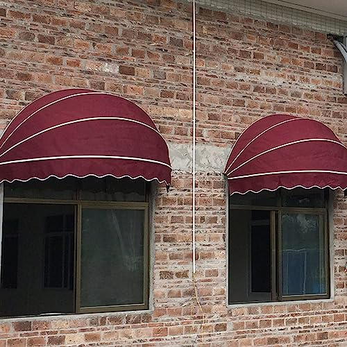 Ventana Y Puerta Toldo, Plegable Redondo Pabellón Cubrir Ultravioleta Bloquear Sombrilla, Poliéster Tela Decorativo Doselera, Robusto Galvanizado Marco, Fácil A Instalar(Size:150cm,Color:Borgoña)