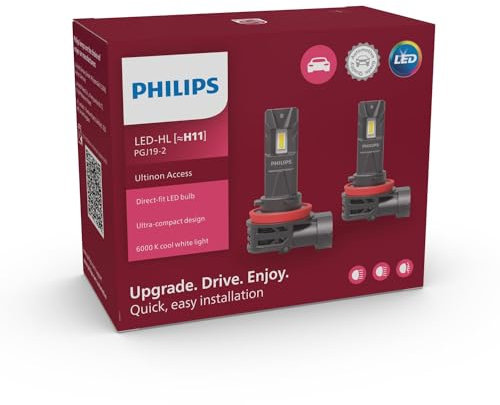 Philips Ultinon Access LED lampadina fari auto (H11), ultra-compact direct-fit, +80%, 6.000K, set di 2