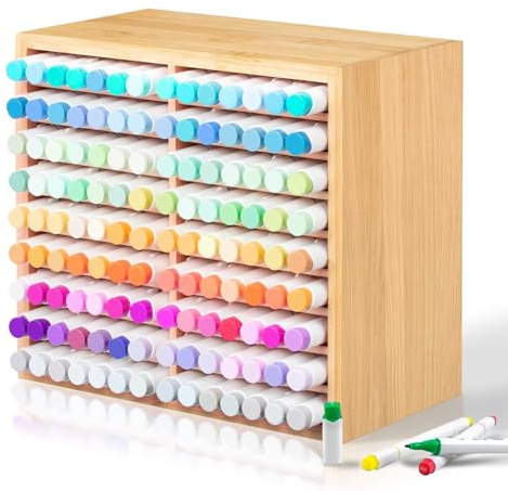 Reixuier Marker Organizer,Marker Aufbewahrung,Stiftehalter Holz,Hergestellt aus NatüRlichem Bambus,Kann Beherbergen Signaturstifte,Stifte,Bleistifte,Kunstpinsel