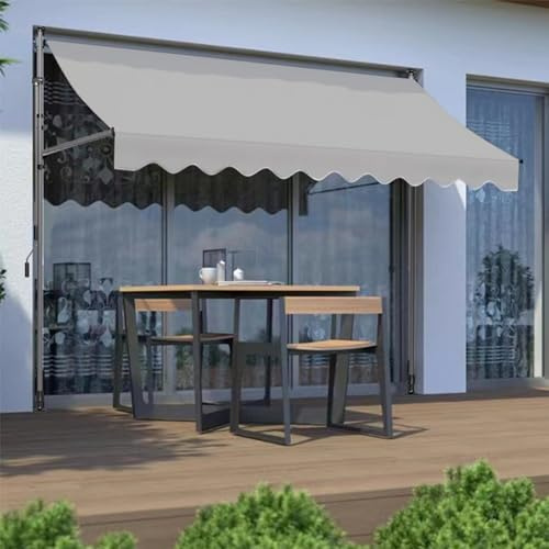 DYUNCZ Markise Balkon Ohne Bohren, Klemmmarkise mit Handkurbel Balkon, Markisen 200/250/300/350/400cm Breit, UV-beständig & Höhenverstellbar, Sonnenschutz Wasserdicht (Color : Grau, Size : 200cm)