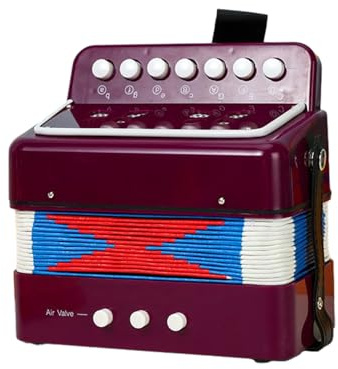 Btuty 7-key 2-bass Accordion ABS Material Musical Instrument for Beginners Lightweight Button Accordion Hand-eye Coordination Stage Performance (Purple)