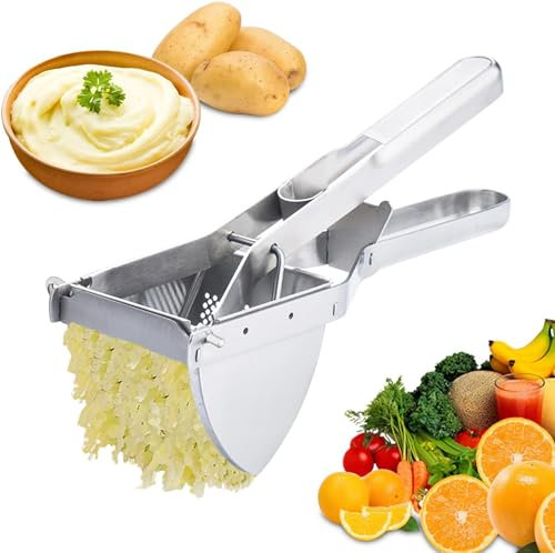 Potato Ricer, MEETOZ Potato Masher Stainless Steel Professional Masher Kitchen Tool, Mash Potato Masher for Creamy Mashed Potatoes