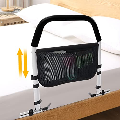 Bollomgy Bettgitter für Ältere Senioren, Faltbare Bettgitter Bettgeländer Aufstehhilfe Tragbare Bett Sicherheit Bettgriff mit Organizer
