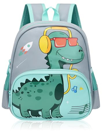 Funmo Kindergartenrucksack Jungen Dinosaurier Rucksack Kinderrucksack Jungen, Wasserdicht Vorschule Kleinkind Schulrucksack Kindergarten Schultasche für 2-6 Jahre (Grau)