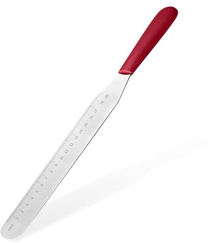 U-Taste Glasurspachtel, Torten Palettenmesser mit 25 cm gerader Edelstahlklinge, Streichpalette mit rutschfestem PP-Griff zum Dekorieren von Kuchen, Backen, Gebäck, Creme, Butter (Rot)