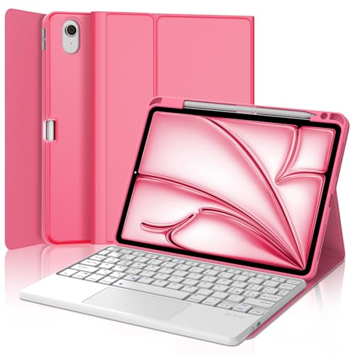 JADEMALL Custodia Tastiera con Trackpad per iPad Air 11 M2/M3/M4 2024/2025/2026, Italiano ‎QWERTY Tastiera Bluetooth Staccabile con Touchpad per iPad Air 11 M2/M3/M4 2024/2025/2026, Rosso