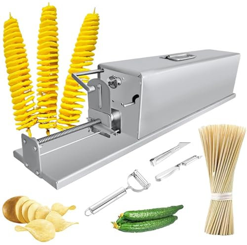Affettatrice elettrica for patate Tornado, Affettatrice automatica for patate allungabili, Affettatrice for patatine in acciaio inossidabile, Torre for patate automatica commerciale a spirale