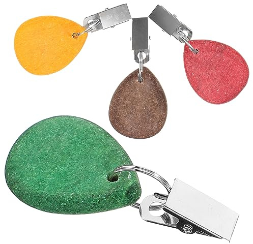 GRIRIW Pinzas para Mantel de Piedra y Acero Inoxidable, Juego de 4 Piezas Decorativas y Resistentes, Ideales para Mesa de Picnic y Uso Exterior