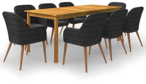 Fasba Garten Essgruppe Set 9-TLG. Sitzgruppe Sitzgarnitur Gartengarnitur Gartenset Gartensessel Gartentisch Esstisch Tisch Stühle Schwarz