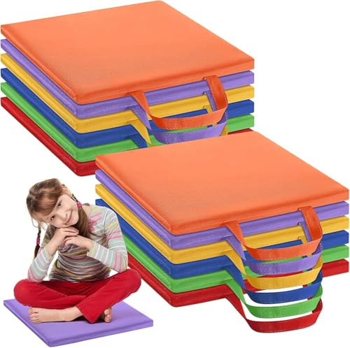 PQHIQ 12 Pack Floor Cushions for Kids, Floor Pillows for Sitting, Flexible Seating for Classroom Elementary, Rainbow Colors Carpet Squares for Office Tatami Daycare Yoga Meditation(30 x 30 x 2.5 cm)