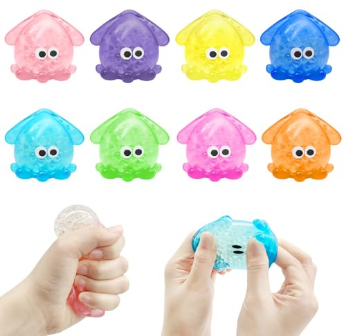 Yeefunjoy 4pcs Squeeze Spielzeug, Kawaii Tintenfisch Anti Stress Fidget Toy Set, Mochi Soft Sensory Squishies Toys Taba Stress Relief Angst Weihnachten Geburtstag Geschenk für Erwachsene und Kinder