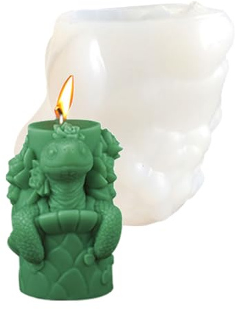 HOOLRZI Moldes de velas de tortugas 3D, moldes de silicona cilíndricos, moldes de resina epoxi, moldes de escayola