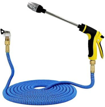 Tubo Acqua Giardino,Canna Acqua Giardino Tubo flessibile estensibile, autolavaggio ad alta pressione, funzioni di spruzzatura a stelo lungo, pistola ad acqua, tubo flessibile for irrigazione da giardi