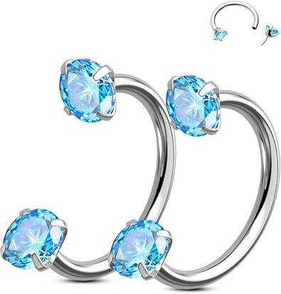 OUFER Body Piercing Nose Hoop Corporel 2 Pièces Boucles en Acier Chirurgical 316L Fer à Cheval pour Nez Lèvre sourcil Oreille Helix Daith 20G 7mm/8mm CZ Sans Filetage Horseshoe Rings